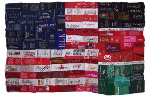 étiquettes récupérées, couture. 2008